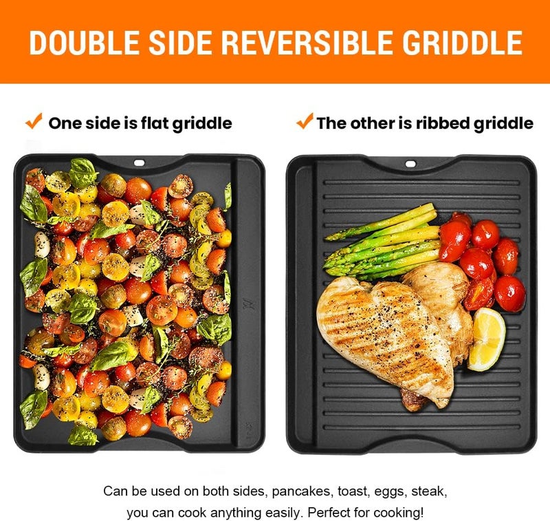 GGC Reversible Cast Iron Grill Griddle for All Camp Chef 14" and 16" Stoves, Double Side Griddle for Camp Chef Explorer 2-Burner, 3-Burner, Single Burner Stove, Cooking Surface 14" x 16" - Image 3